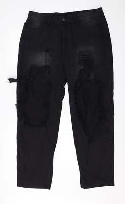 SheIn Damen Jeans schwarz Baumwollmischung Straight Größe 44 L27