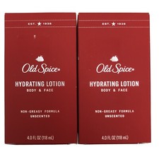 2 Pk Old Spice 4 Oz Unscented Hydrating Body  Face Lotion Non Greasy Formula