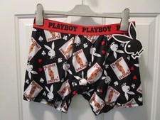 PLAYBOY BLACK PLAYING CARDS LOGO BOXER BRIEF NEW