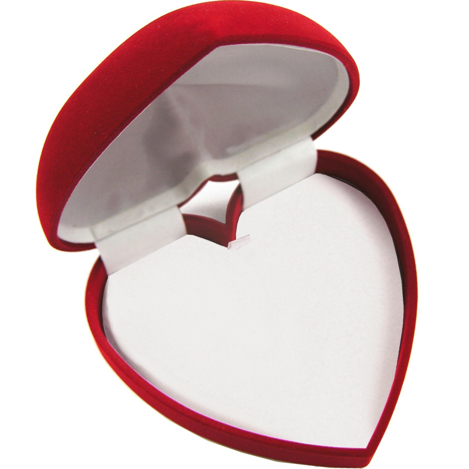 Large Hinged Red Velour Lg Domed Heart Jewelry Gift Box Earrings, Necklace, Pin