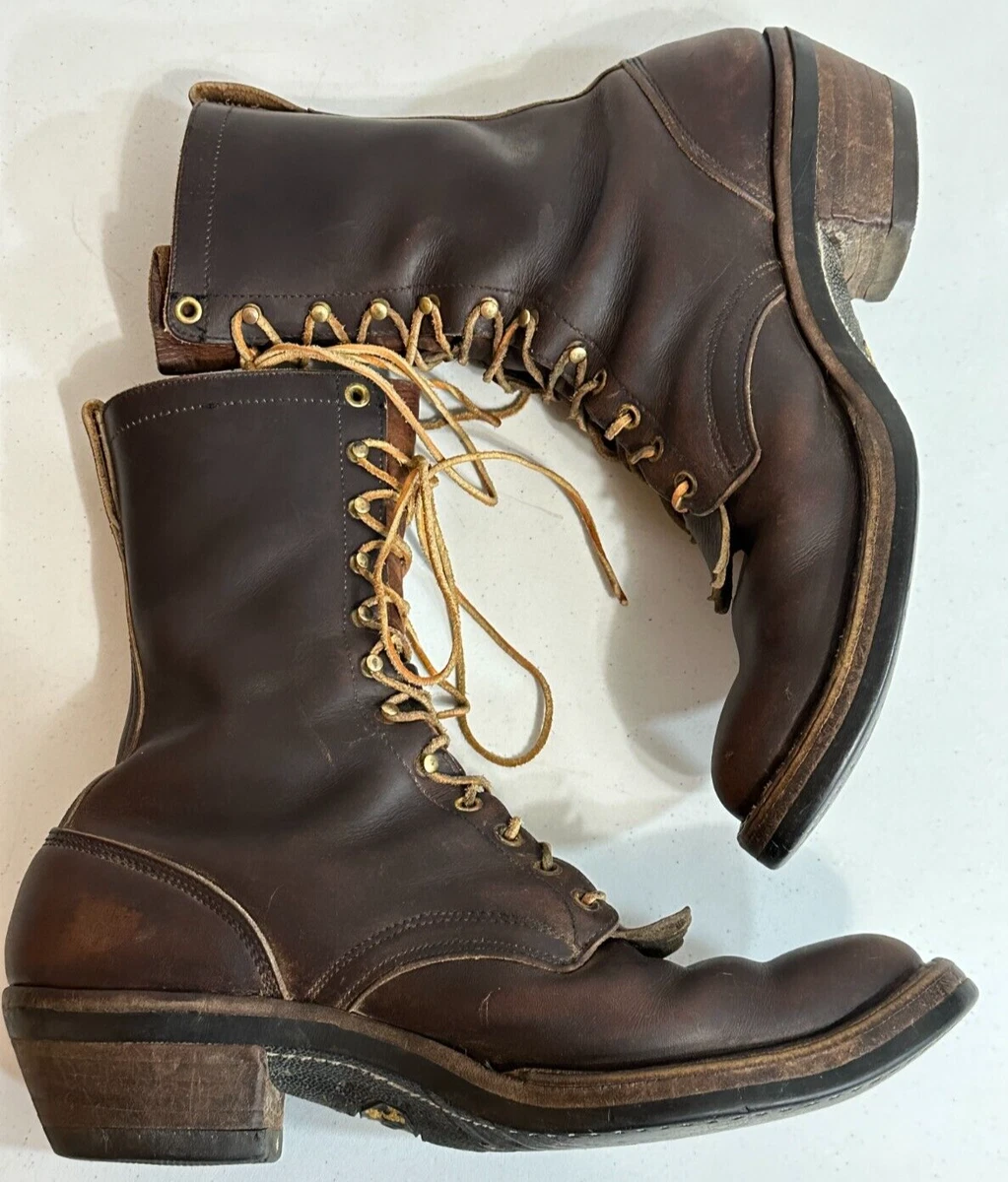 WHITES Custom Handmade Cowboy Packer Boots Size 11.5 C Brn Leather
