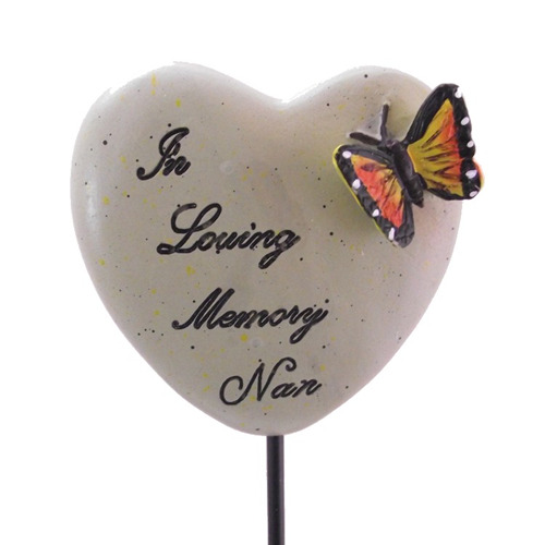 In Loving Memory Butterfly Stone Graveside Heart Spike Memorial Family Tribute