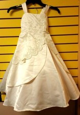 LILY KIDS Flower Girl/Baptism/Mini Bride Ivory Layered Beaded Design Size 4