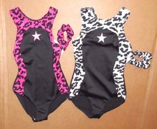 NWOT Axis Gymnastic Leotard Cerise or Black/White Intermediate Star Racer Back