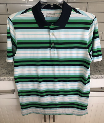 Nike Golf Men's Tour Performance Dri Fit Blue Green Stripe Polo