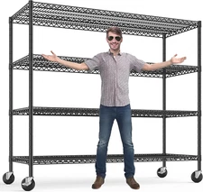Storage Shelves Wire Shelving Unit with Wheels Garage Shelving Heavy Duty