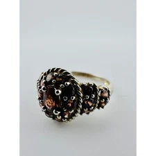 Vtg Gold over Sterling Silver Ring w/Jadeite or Spinel Gemstones (per Presidium)