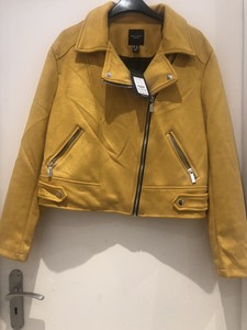 mustard biker jacket