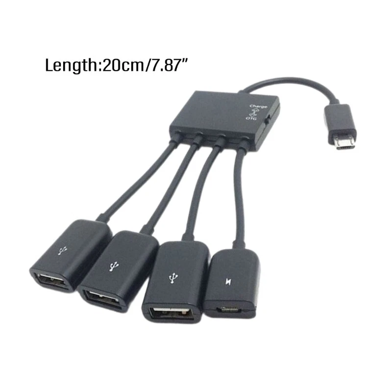 1 to 4 USB Hub with MicroUSB & Type-C OTG Charging Splitter Adapter Cable