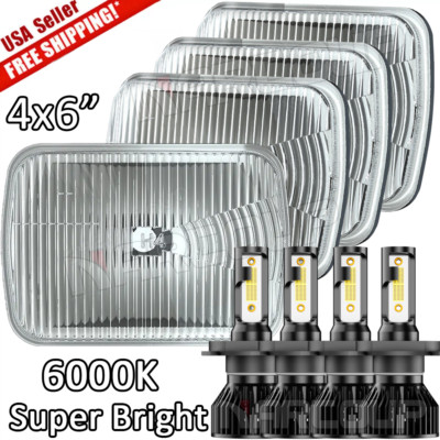 4X Approved 4x6'' 100W LED Headlights H4 for Peterbilt Kenworth Freightliner