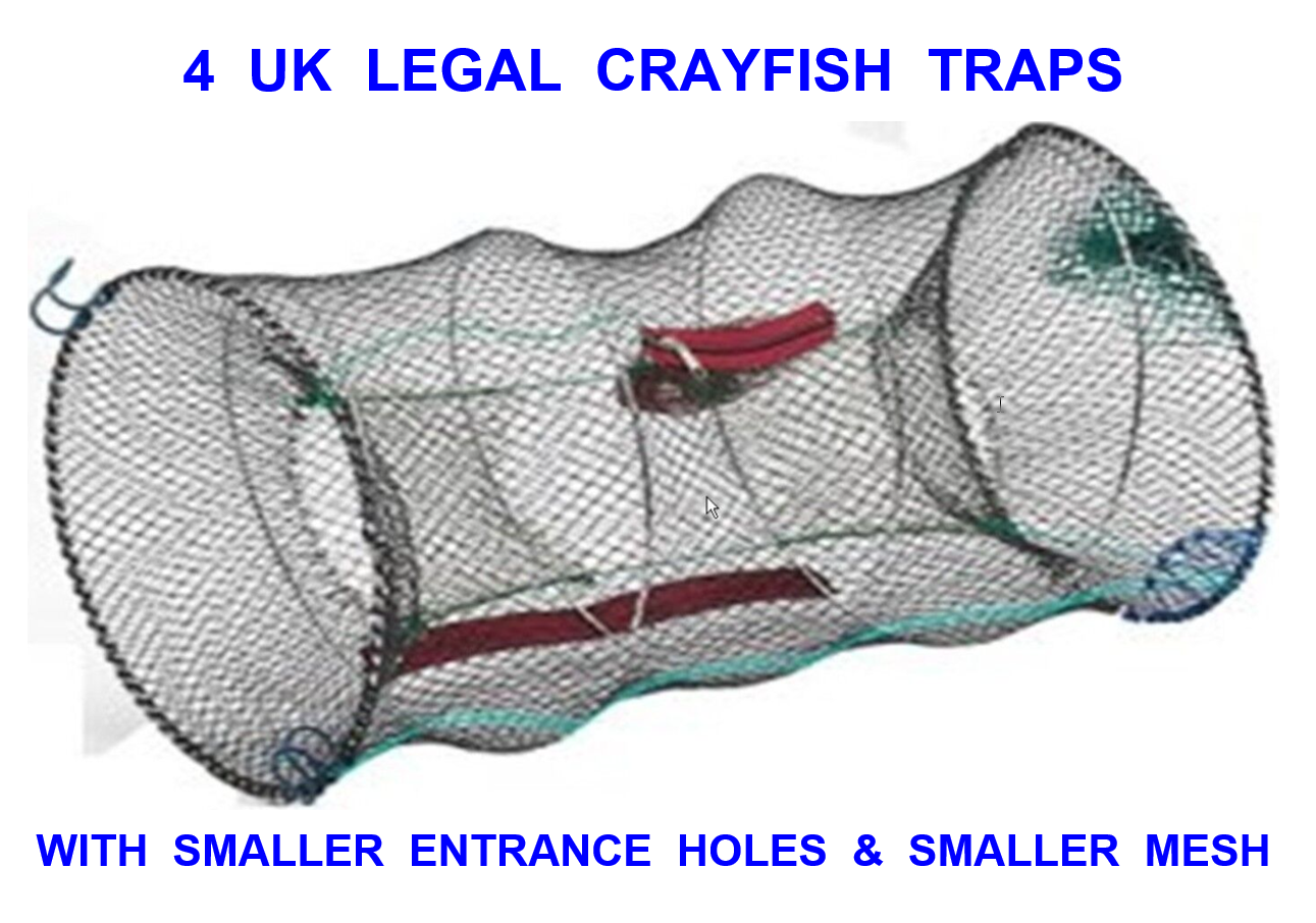 4 UK LEGAL CRAYFISH TRAPS LIVE BAIT KEEP NET CRAB SHRIMP PRAWN LOBSTER POT CAGE
