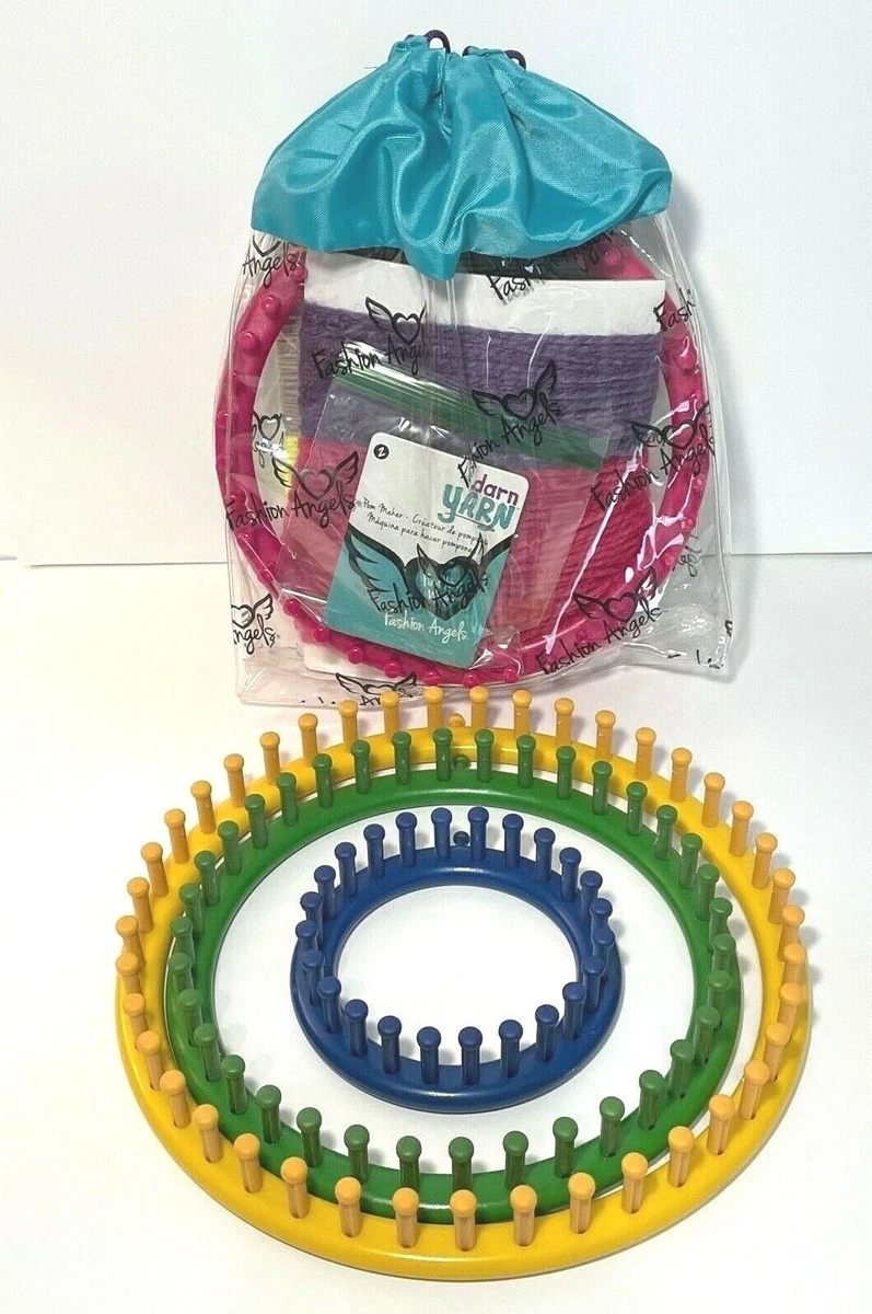 Fashion Angels Darn Yarn Loom Knitting Kit, Hook, Needles, Yarn & Extra  Looms.