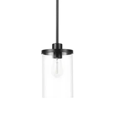 Bellevue GP17656MBK Lydia Mini Pendant, 6" Wide Clear Glass Shade - Matte Black