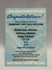 2016 Topps UFC KO Triumphant Trios Johnson/Johnson/VanZant /10 Exp. 3/31/2018