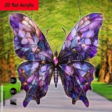 Beautiful Purple Butterfly Suncatcher Stained Glass Effect Window Decoration (A6