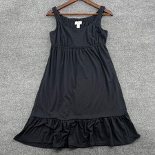LOFT Sleeveless Ruffle Hem Dress Women XS Black Smocked Summer Casual Minimalist