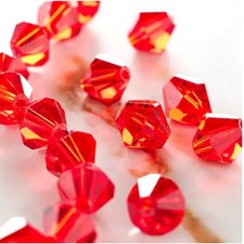 Red Glass Faceted Bicone Beads 8mm Bead Landing Qty:24
