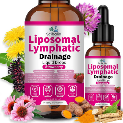 Liposomal Lymphatic Drainage Drops, 11-in-1 Organic Lymphatic Support with Red C