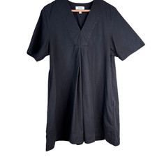 COS V Neck Black Mini Dress 10 Minimalist Pockets Oversized Lagenlook A Line LBD