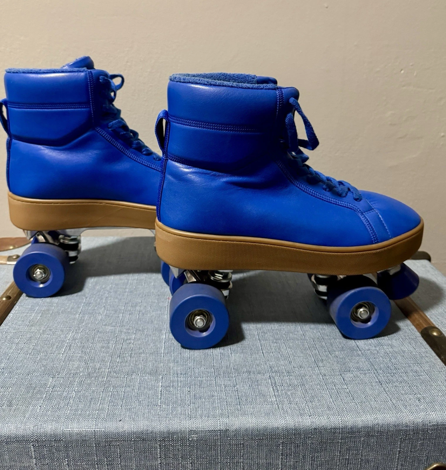 Bottega Veneta — Bottega Veneta Blue Quilted Leather Roller Skates High-Top Sneakers EU 42 US 9