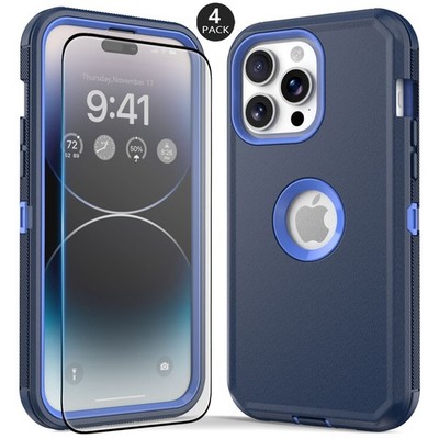 For iPhone 14 Pro Max Rugged Shockproof Case Protective Cover / Tempered Glass