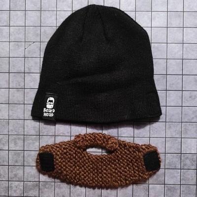 Beard Head - Bearded Face Mask & Hat Black Beanie Costume - Youth Size - NWOT