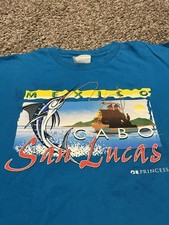 Vintage 90  s Single Stitch Mexico Cabo San Lucas Blue T Shirt Size XL Rare Vtg