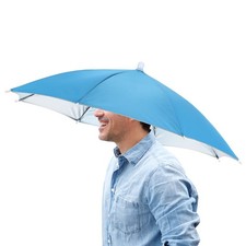 1 Pcs 20.5" Headband Umbrella Hat Hands Free Umbrella Cap for Outdoor Sky Blue