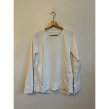 Lilly Pulitzer Luxletic White Cotton French Terry Side Zip Sweatshirt Small
