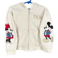 Baby Gap Disney Minnie Mouse Mickey Mouse Zip Up Hoodie Cream 3 Years