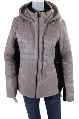 Calvin Klein Performance Womens Hooded Long Sleeve Puffer Coat Pink Size XL