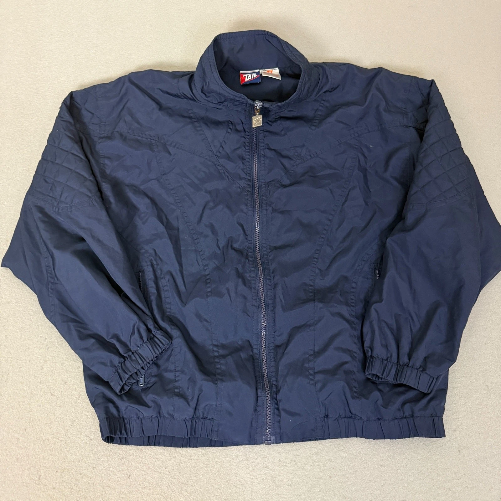 Vintage TAIL Windbreaker Jacket Navy Blue Full Zip Lightweight Men’s M