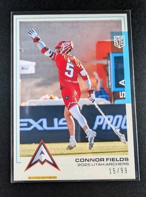 Connor Fields 2025 Premier Lacrosse League Flagship PLL Blue Parallel card # /99
