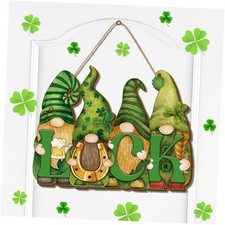 St. Patrick's Day Gnome Wreaths Sign Wooden Front 15.24 x 11.81 Inch Ireland