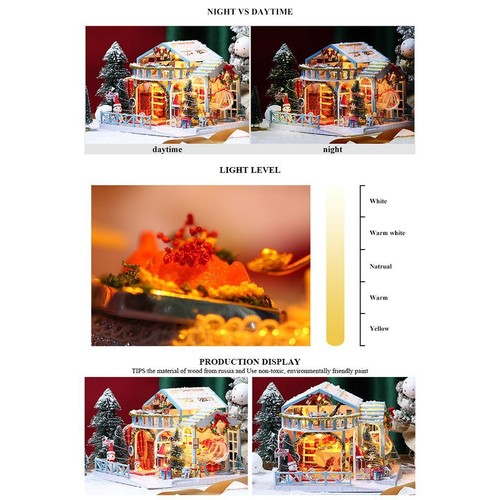 DIY 3D Miniature Doll, Christmas Dolls House with Furniture Light, Music Box, - Picture 7 of 7