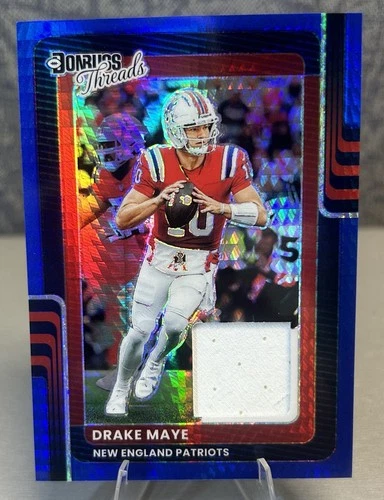 2025 Panini Donruss Optic - Donruss Threads Drake Maye Blue Hyper Prizm (MEM)