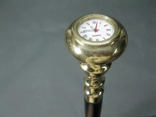 Steampunk Brass Roman Clock Handle Walking Stick Victorian Wooden Cane 37" Gift
