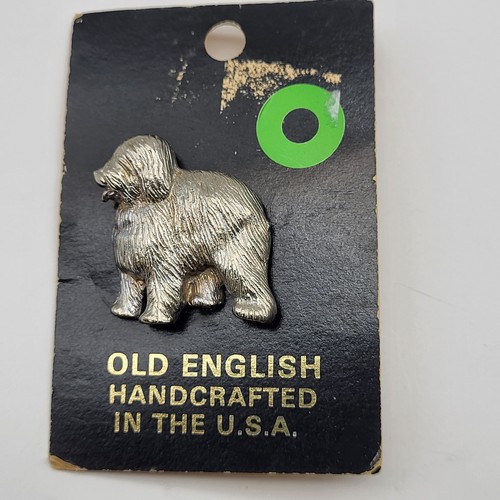 Fun Vintage Poppy Dog Brooch Pin Old English Sheep Dog