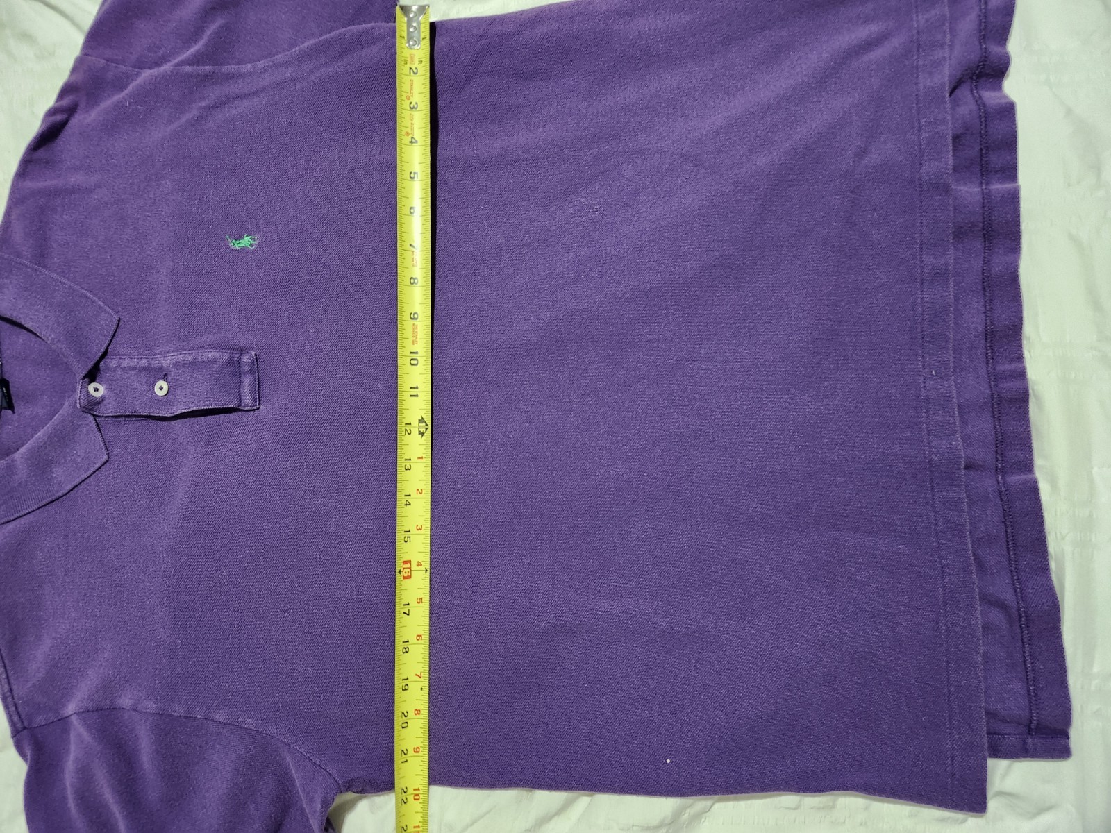 Polo Ralph Lauren viola cotone camicia manica corta verde pony uomo L large