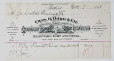 GRAPHIC 1884 BILLHEAD  PORTLAND OREGON, CHAS H DODD AGRICULTURAL IMPLEMENTS