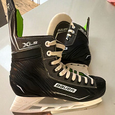 Bauer XLS Senior Ice Hockey Skates Black/White/Green Lace-Up size 10