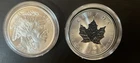 Lot44– Two Different 1 OZ Silver Rounds, Silver Maple Leaf, Silver Buffalo