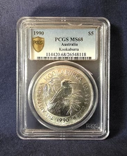 1990 $1 AUSTRALIA KOOKABURRA PCGS MS68 *RARE*