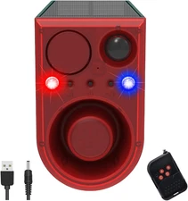 Solar Outdoor Motion Sensor Alarm with Ultrasonic-13 Sounds Including Dog Barkin