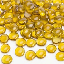 5Lb Flat Glass Marbles, Amber Yellow Vase Filler Beads Flat Gems Decorative G...