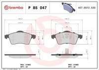 Vorderachse Brembo P 85 047 Bremsbelagsatz, Scheibenbremse FüR Vw