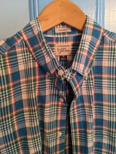 J Crew Classic Plaid Oxford Shirt Medium Button-up Preppy EUC