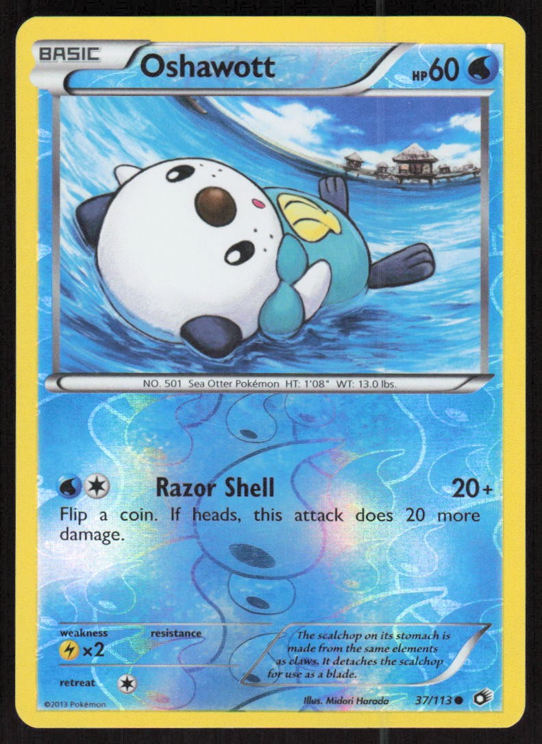 Oshawott 37/113 Common Legendary Treasures Pokemon Reverse Holo Lightly Played