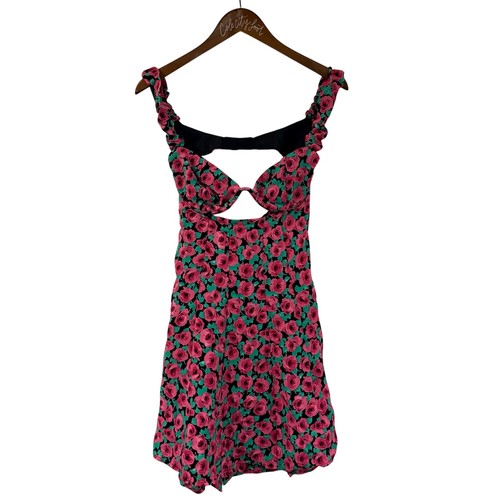 For Love & Lemons Floral Guiliana Mini Dress Medium Pink Cut Outs NWT