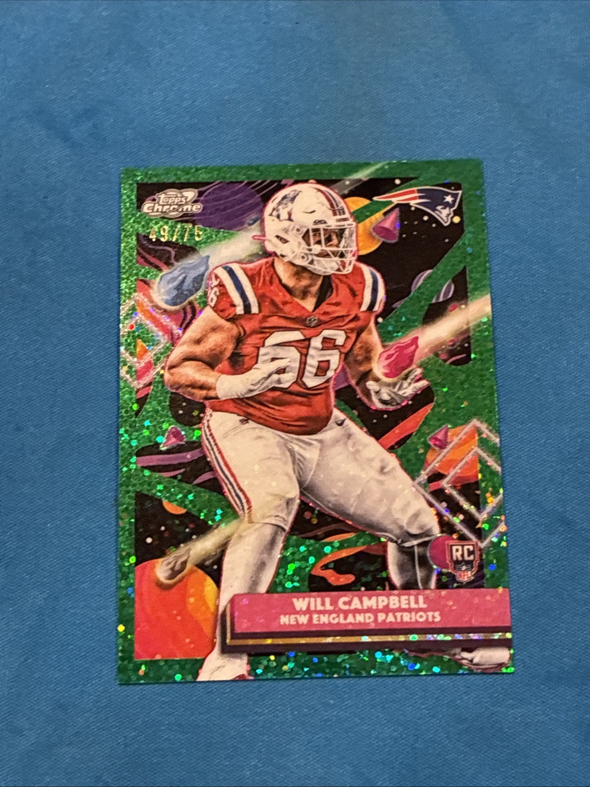 2025 Topps Cosmic Chrome Will Campbell RC Green Space Dust Refractor #/75
